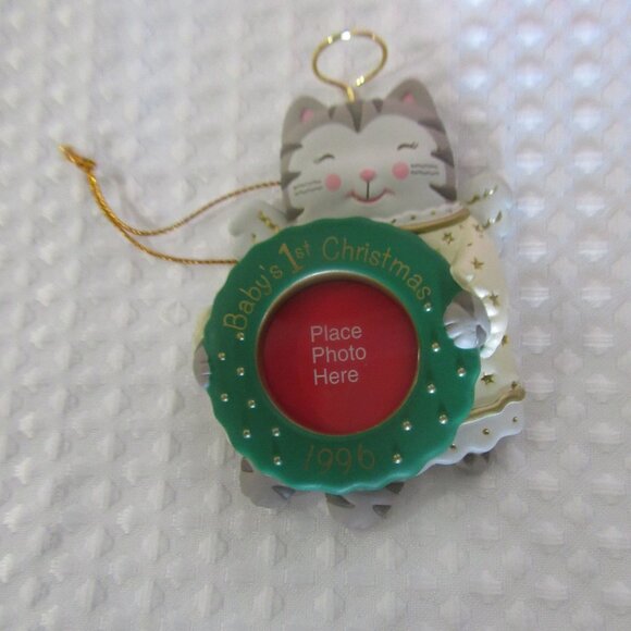 Baby first 1st Christmas 1996 Collectible picture Photo Frame ornament  – Cat - Picture 2 of 9
